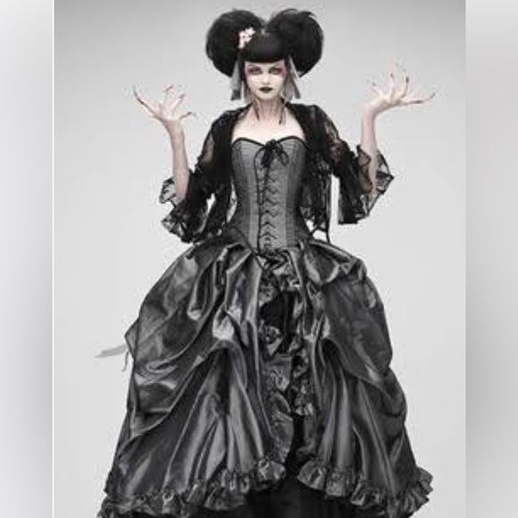 GOTHIC. GALLERY SERPENTINE. Bustles Skirt in Black. Victorian Fashion 18th - Picture 9 of 10